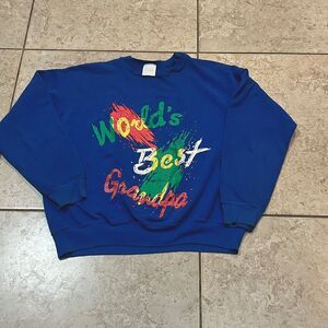 Tultex Worlds Best Grandpa‎ Dad 90's VTG Crewneck Pullover Large